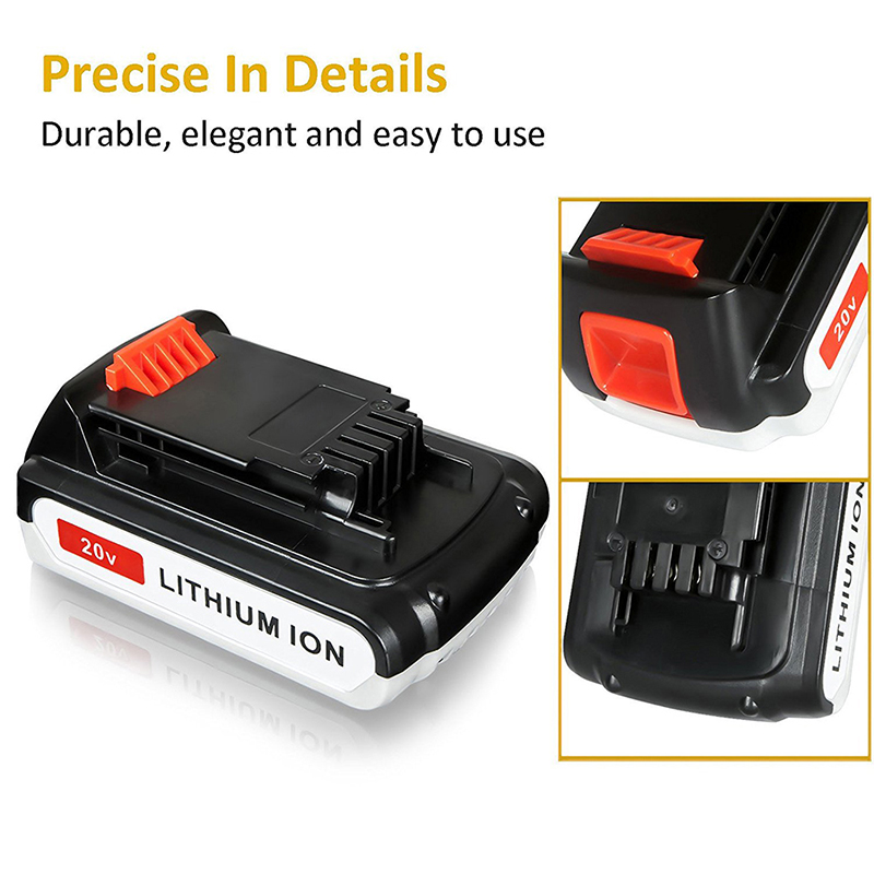 Zamienne akumulatory litowo-jonowe 2000 mAh 20 V do narzędzi Black \u0026 Decker LB20, LBX20, LBX4020, LB2X4020